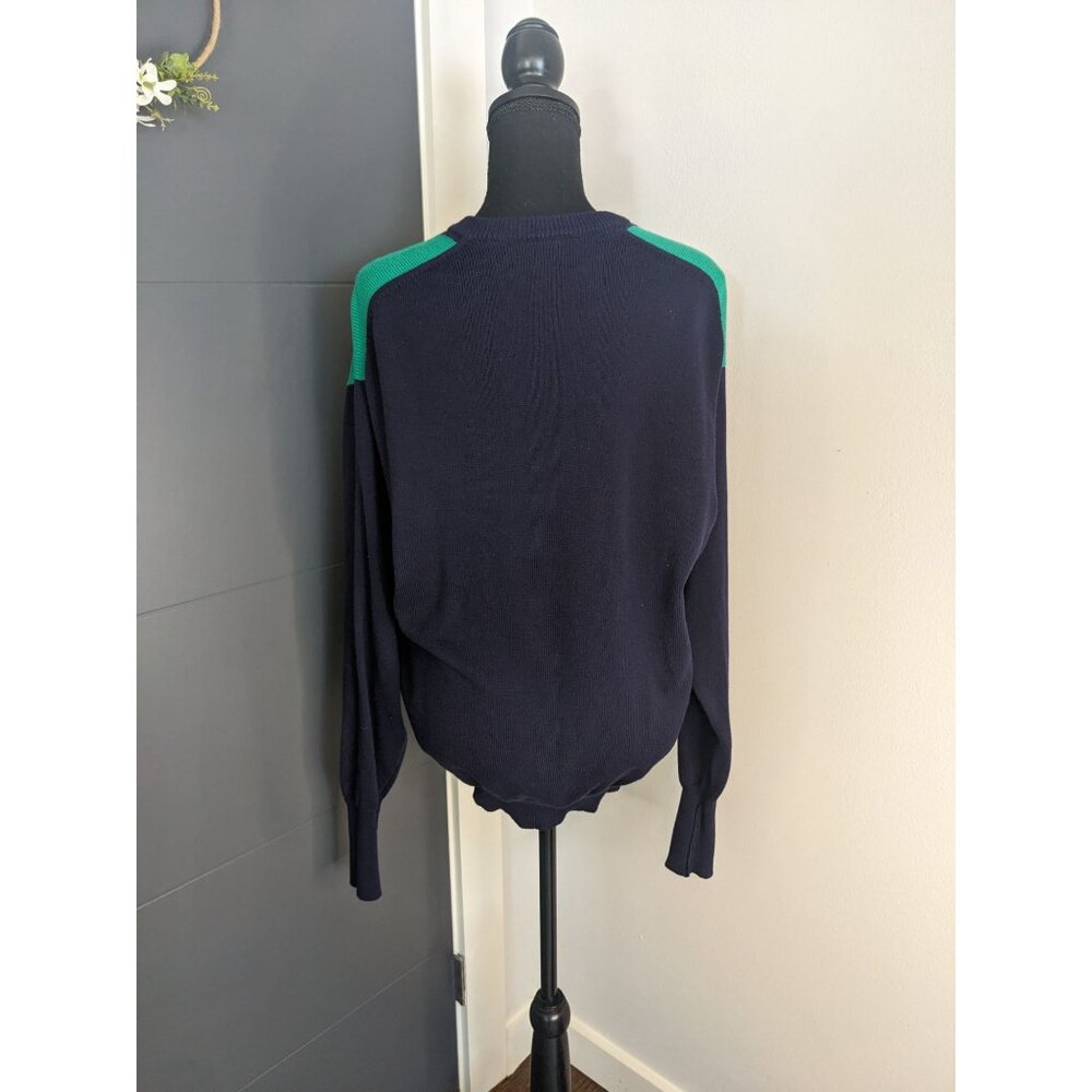 J McInerney Ltd Scotland Navy Green Red Yellow Colorblock V-Neck Sweater: 112/44 - Picture 3 of 8